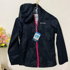 NWT Columbia Sportswear Girls Black Switchback II Hooded Rain Jacket Youth M 10